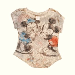 Disney Parks Mickey and Minnie short sleeve Burnout Sweater XS